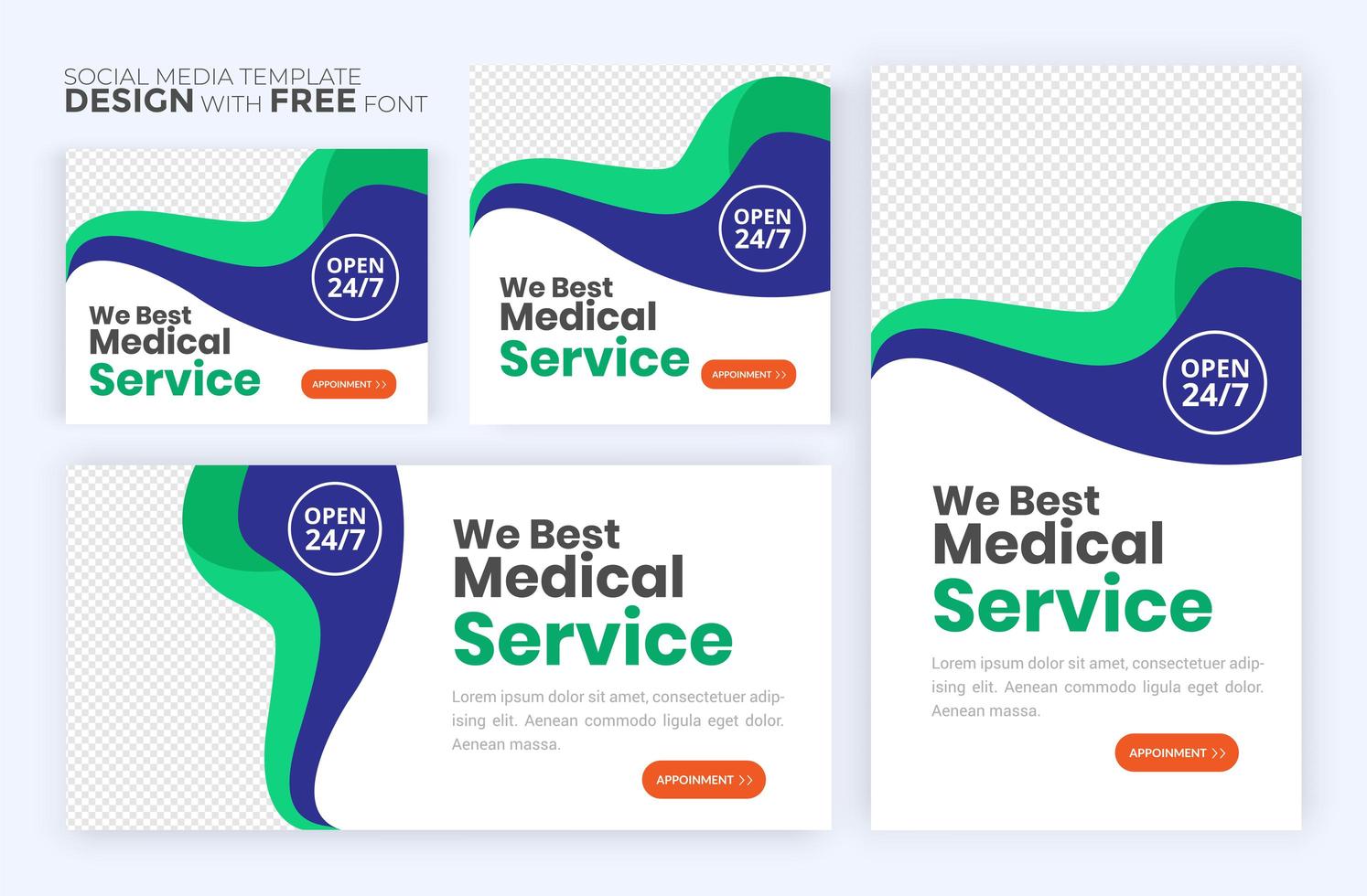 Healthcare post template. Medical promotion square web banner. Mail newsletter layouts. Social media healthcare post. vector