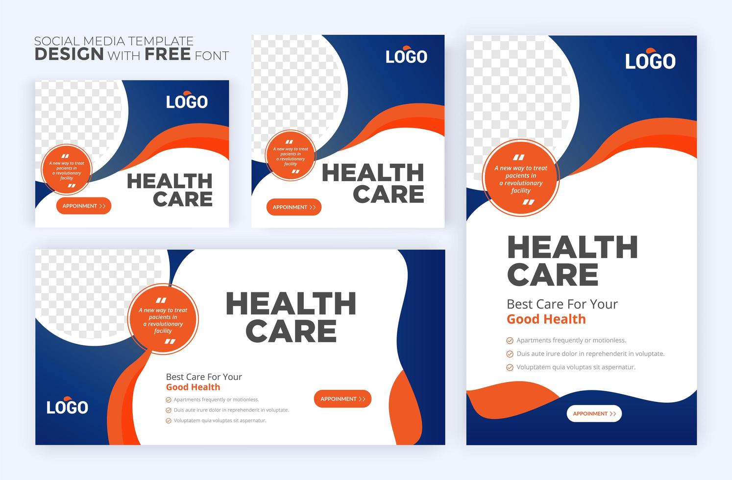 Healthcare post template. Medical promotion square web banner. Mail newsletter layouts. Social media healthcare post. vector