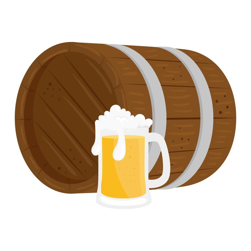 Vaso de cerveza aislado con diseño vectorial de barril vector