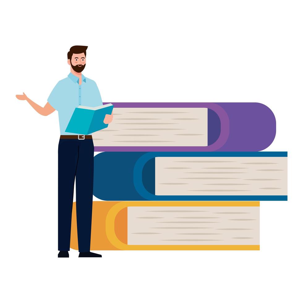 School man teacher with books vector design