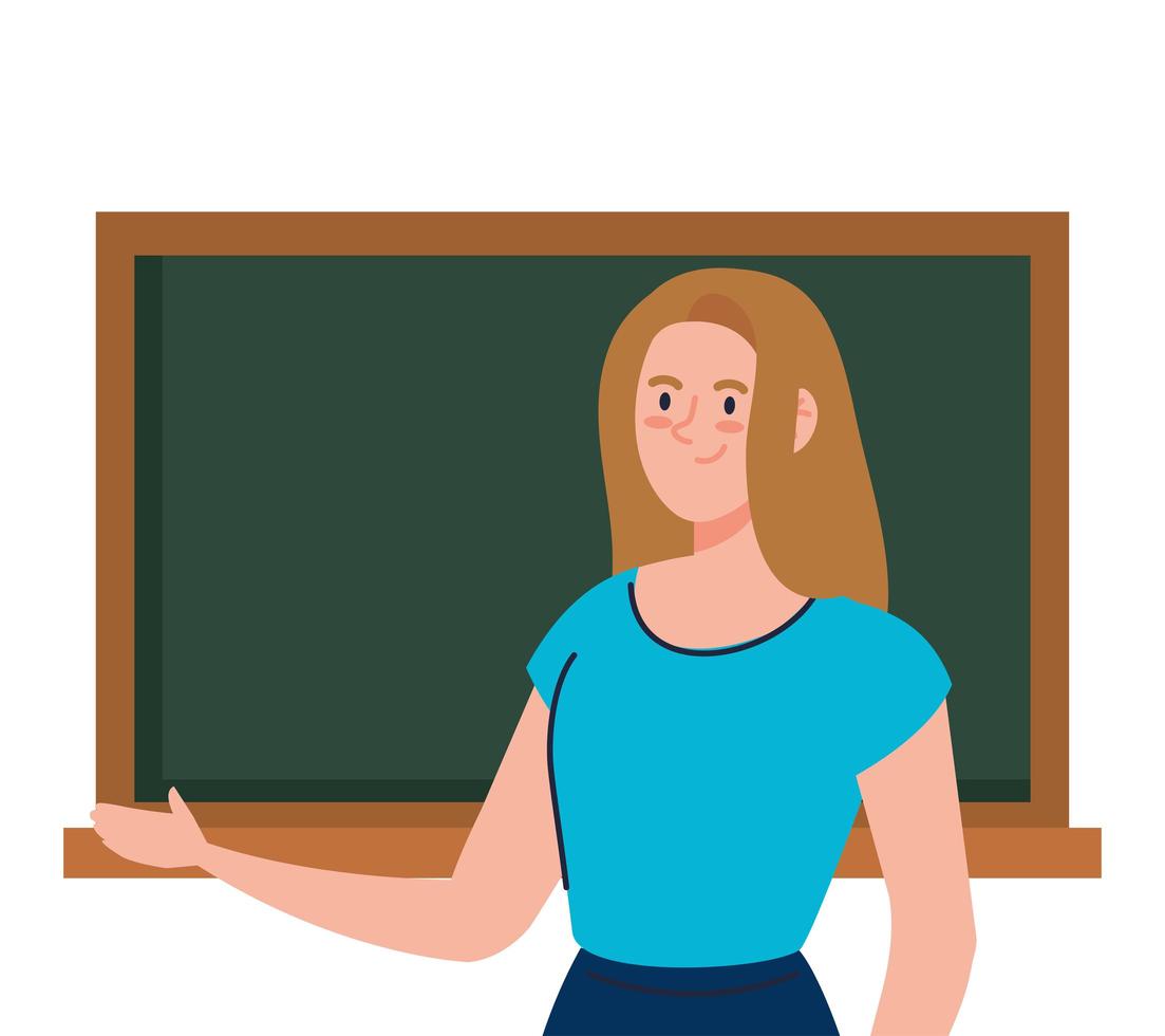 School woman teacher with green board vector design