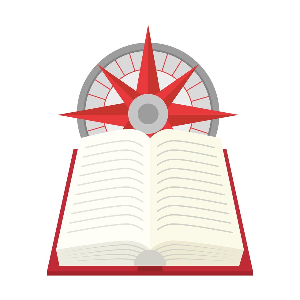 Open book with compass vector design