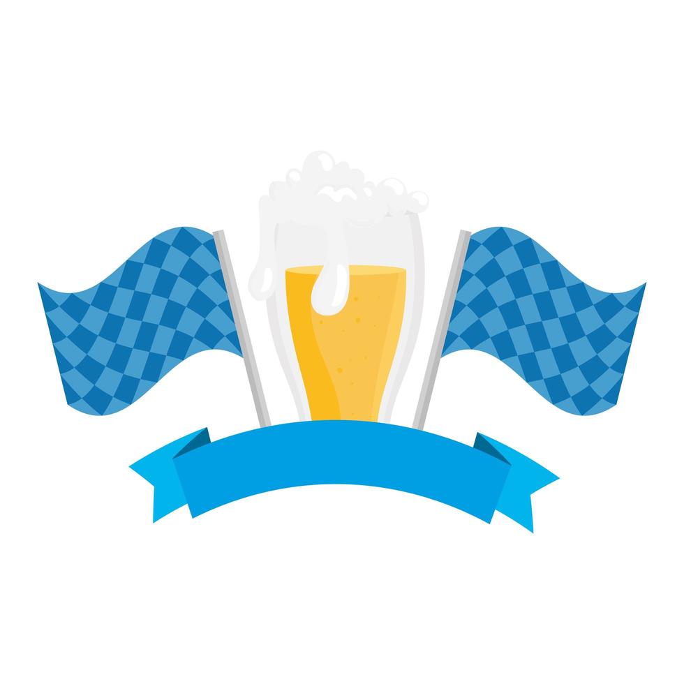 bayern flags with beer glass vector design