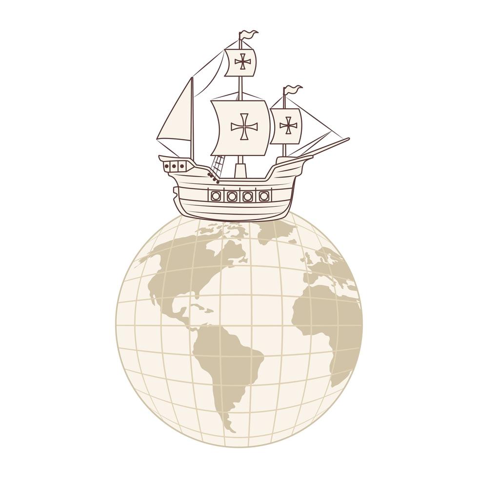 Columbus ship with world sphere vector design