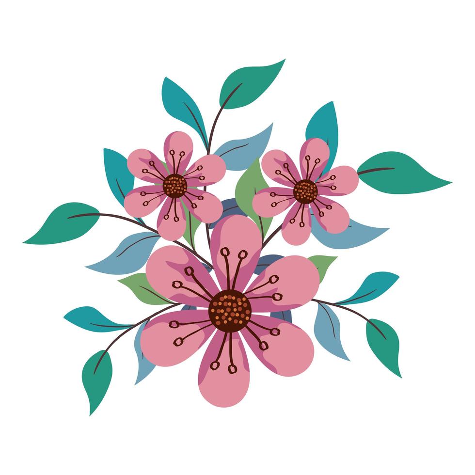 flowers with leaves vector design
