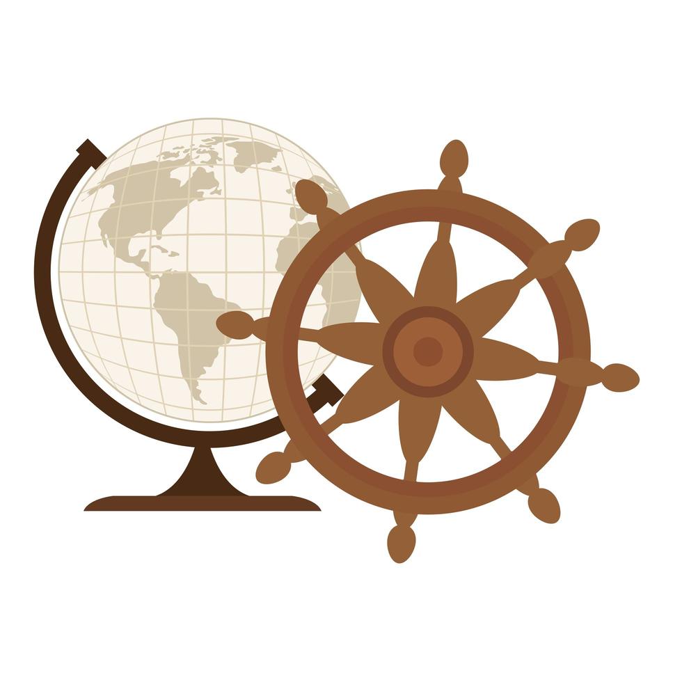 World sphere with rudder vector design