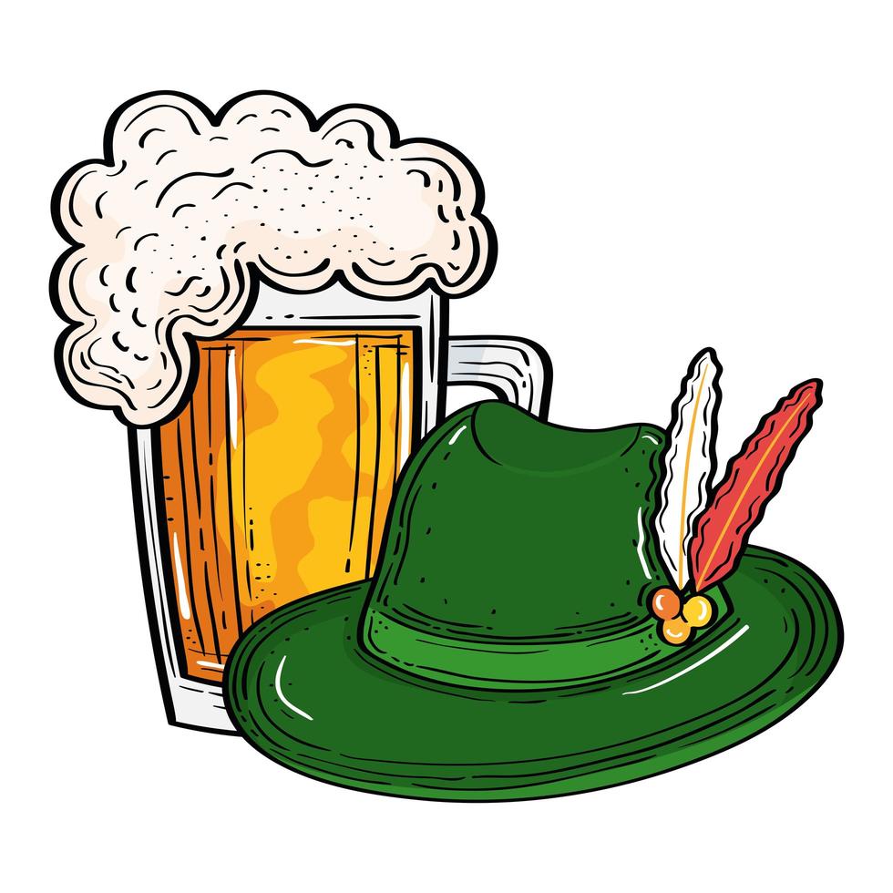 oktoberfest hat with beer glass vector design