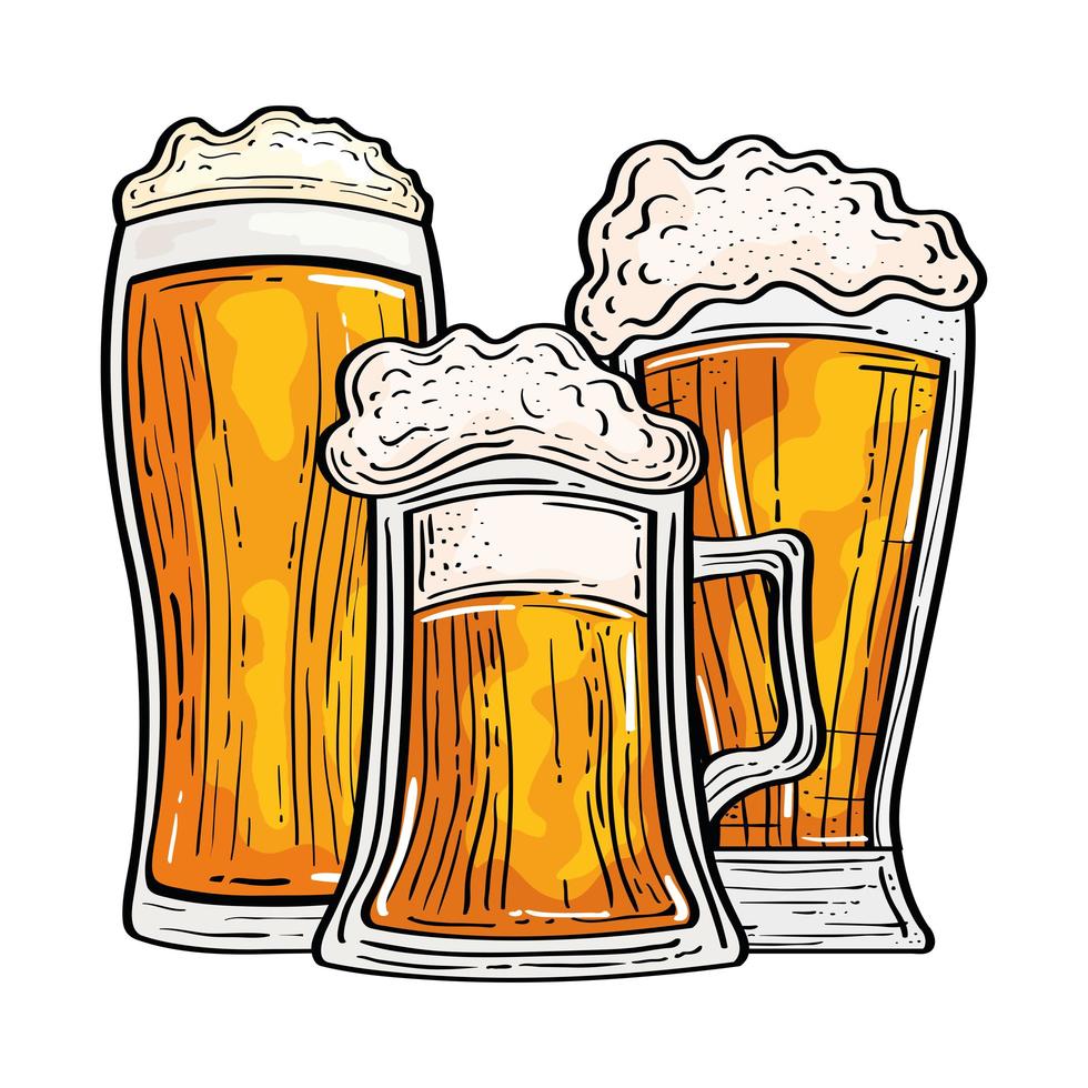 Isolated beer glasses vector design