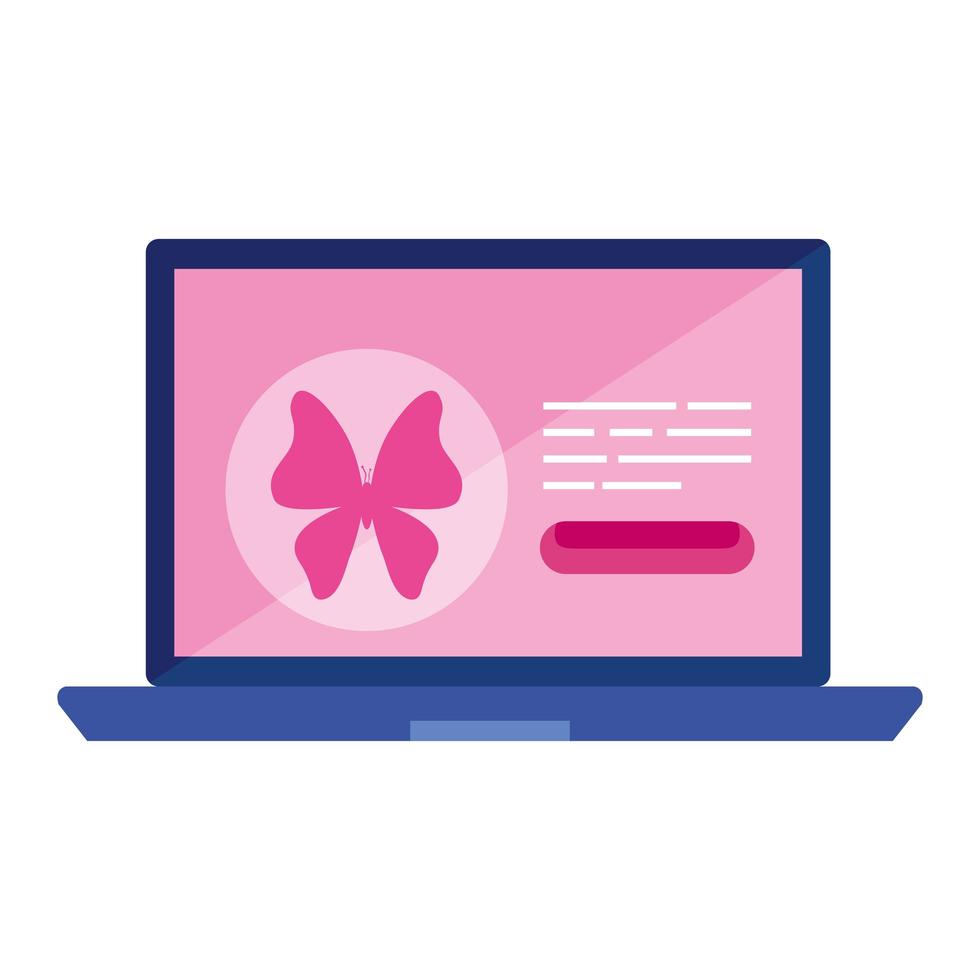 pink butterfly in laptop vector design