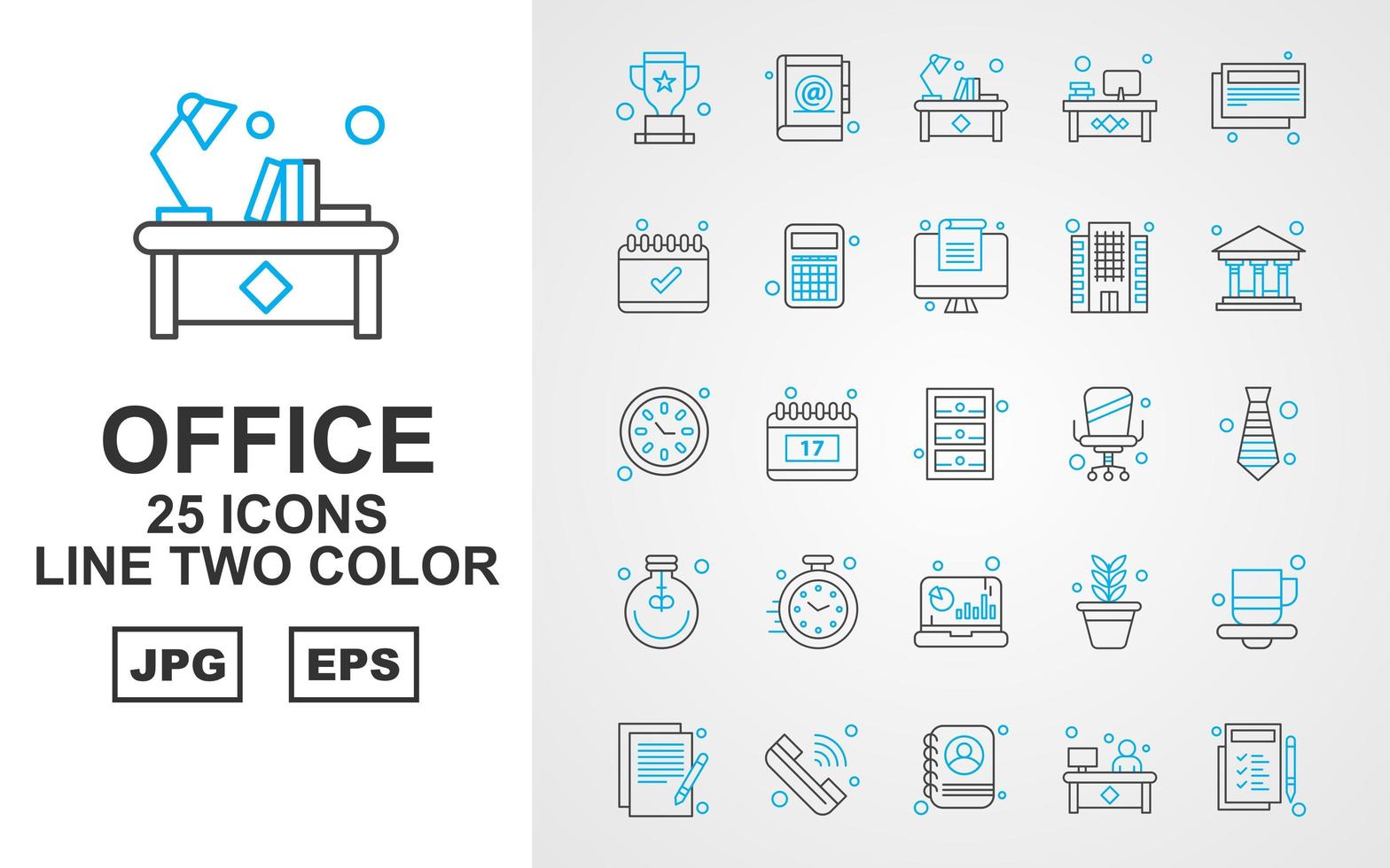 25 Premium Office Line Two Color Icon Pack vector