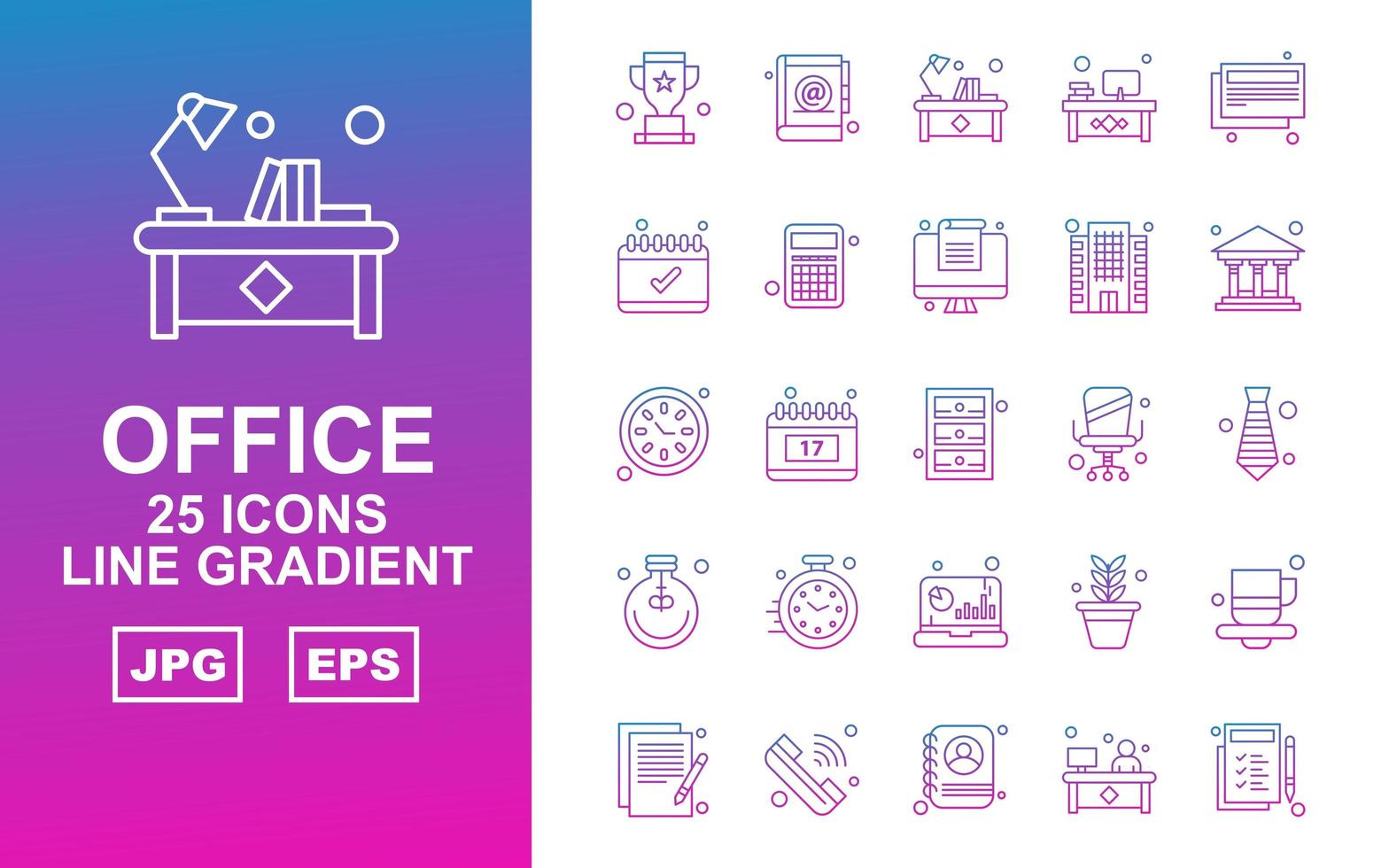 25 Premium Office Line Gradient Icon Pack vector