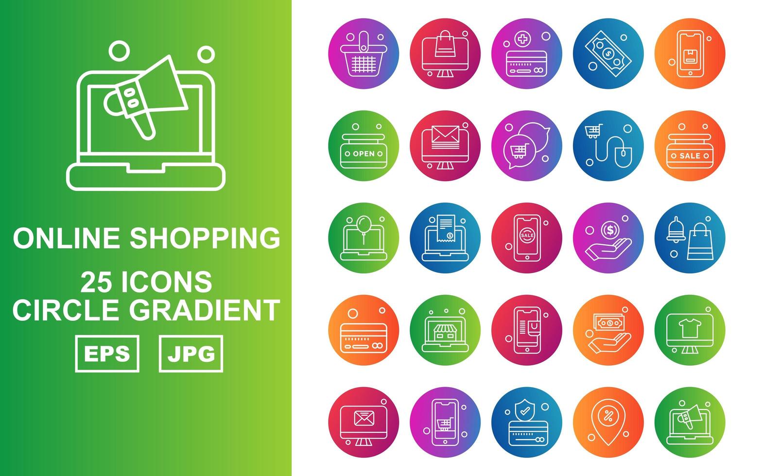 25 Premium Online Shopping Circle Gradient Icon Pack vector