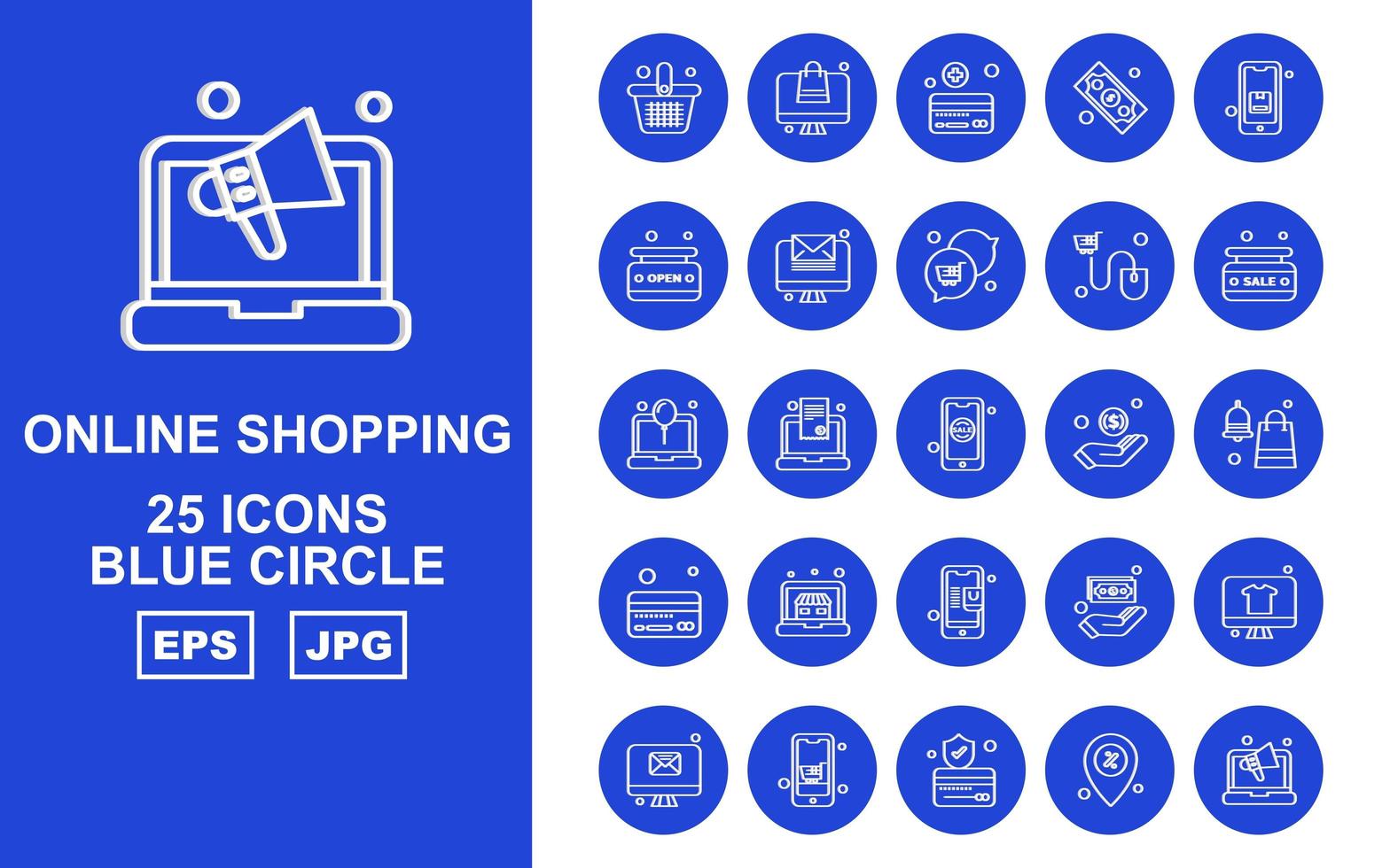 25 Premium Online Shopping Blue Circle Icon Pack vector