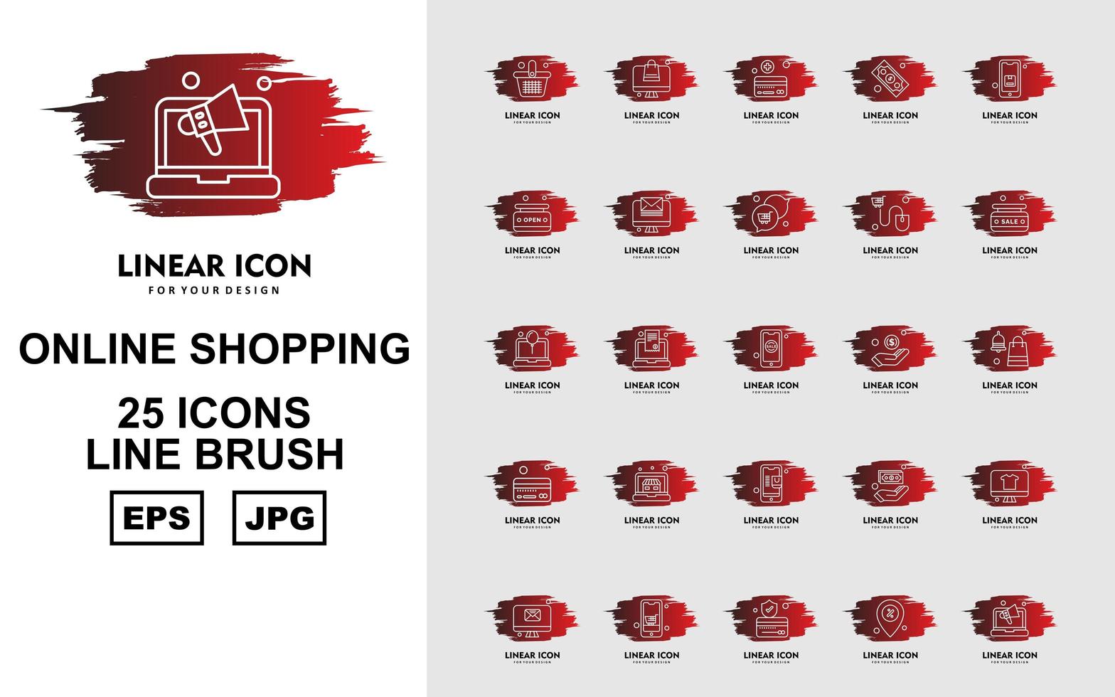 25 Premium Online Shopping Line Brush Icon Pack vector