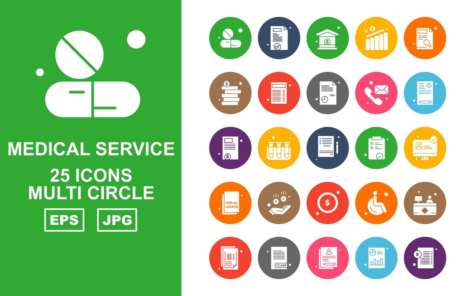 25 Premium Medical Service Multi Circle Icon Pack vector