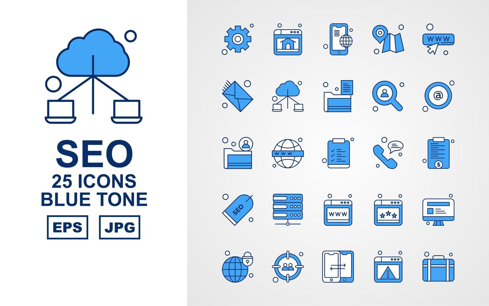 25 paquete premium de iconos de tono azul seo vector