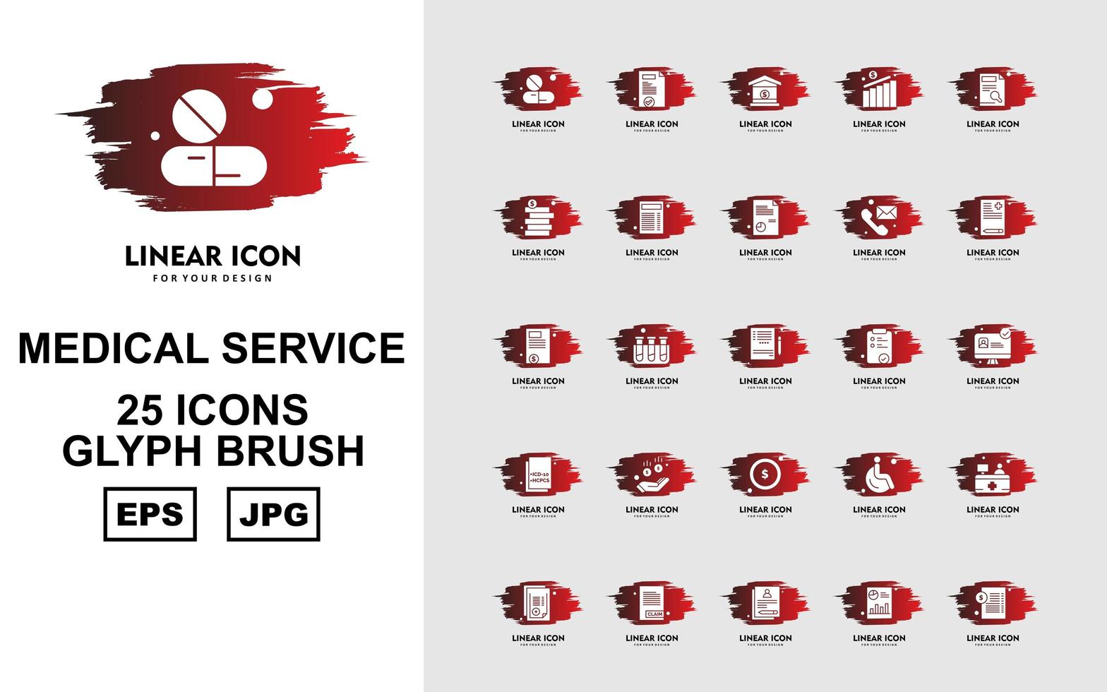25 Premium Medical Service Glyph Brush Icon Pack vector