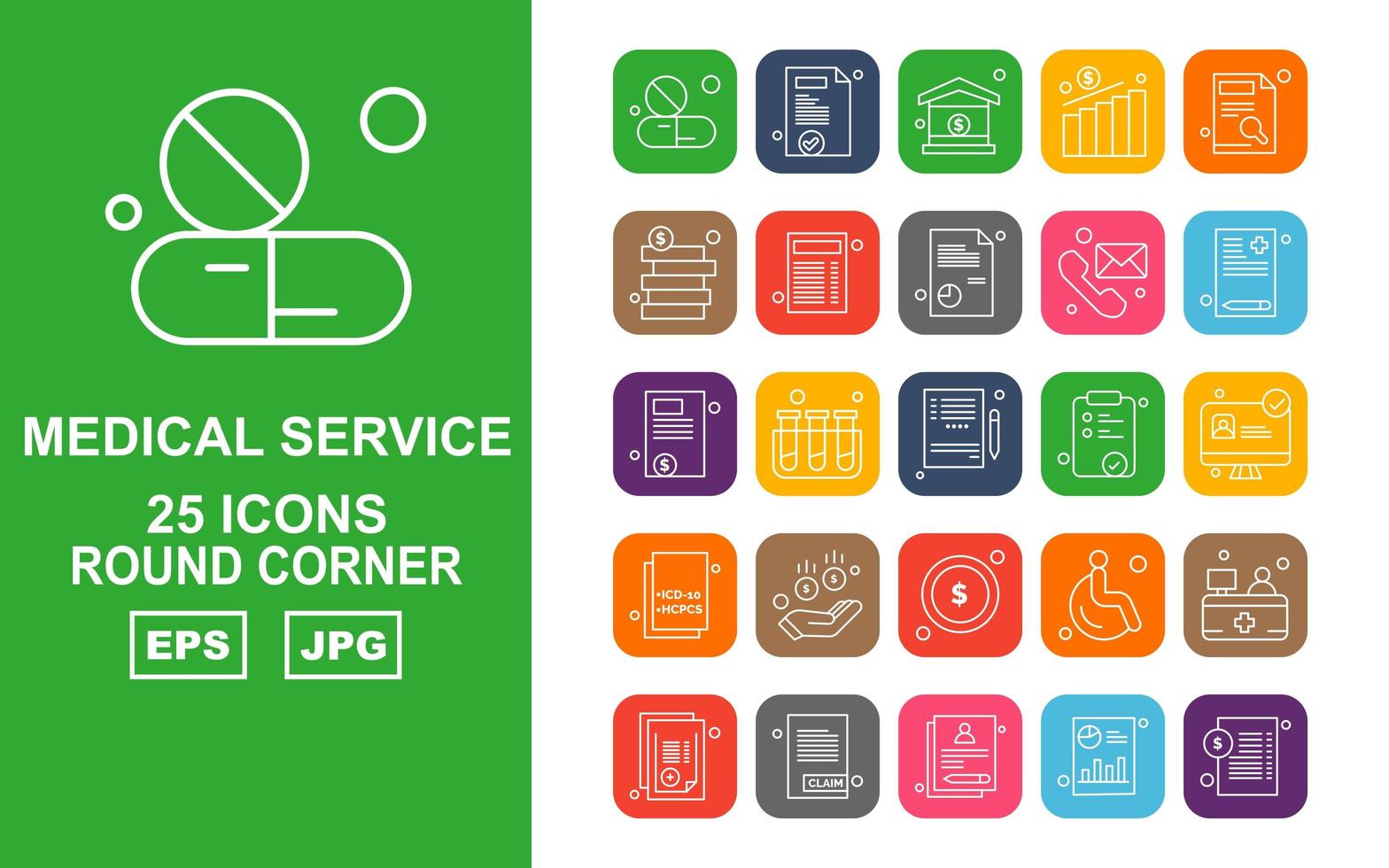 25 Premium Medical Service Round Corner Icon Pack vector