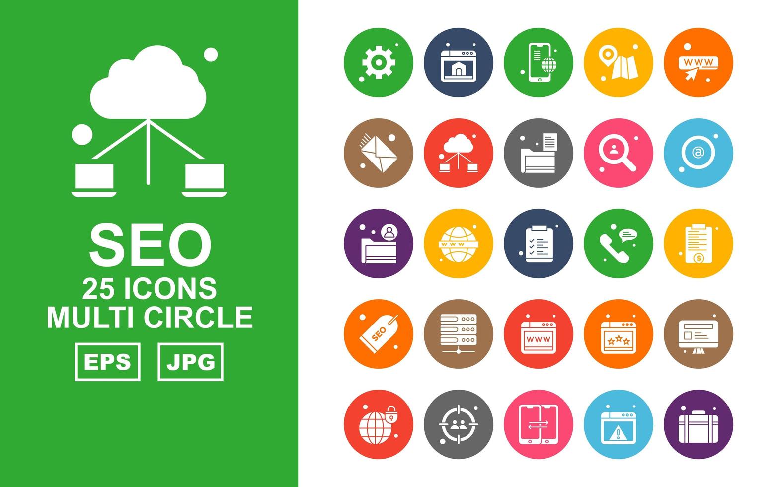 25 paquete premium de iconos multicírculo seo vector