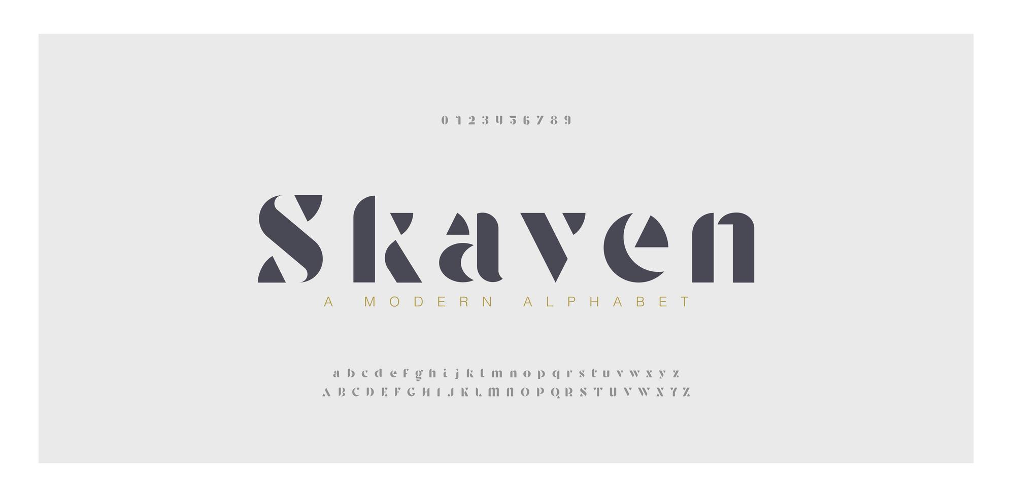 Elegant awesome alphabet letters font and number set vector