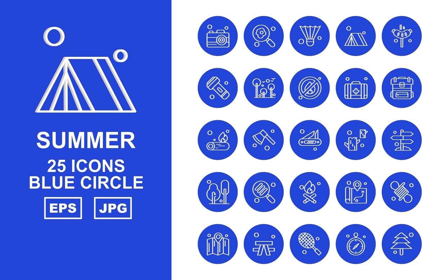 25 Premium Summer Blue Circle Icon Pack vector