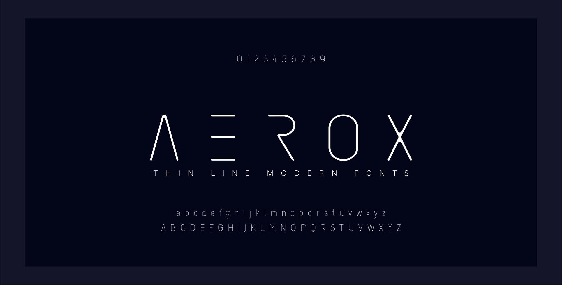 Abstract thin line font alphabet set vector