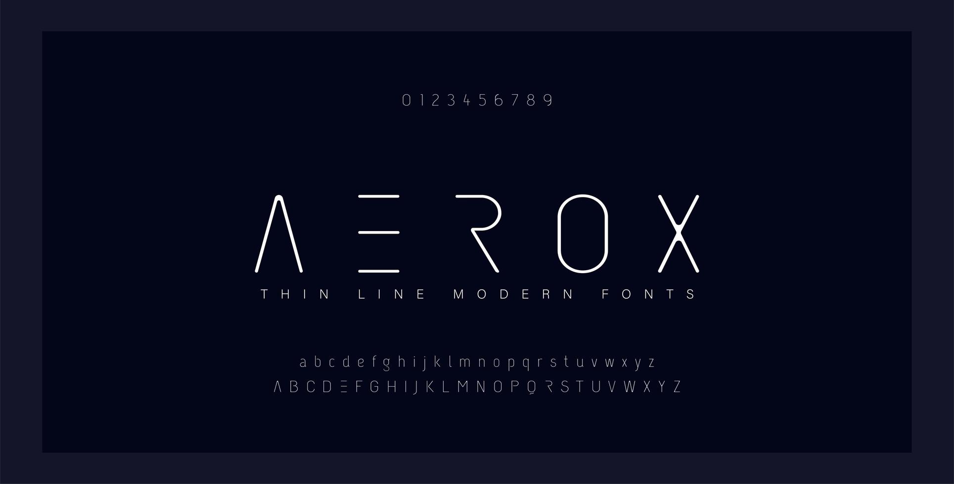 Abstract thin line font alphabet set vector