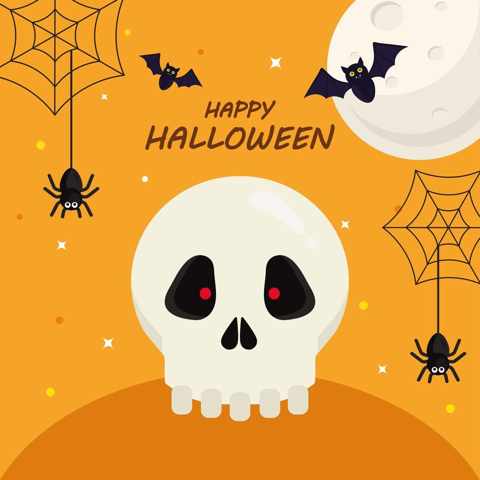 happy halloween with skull cartoon vector design