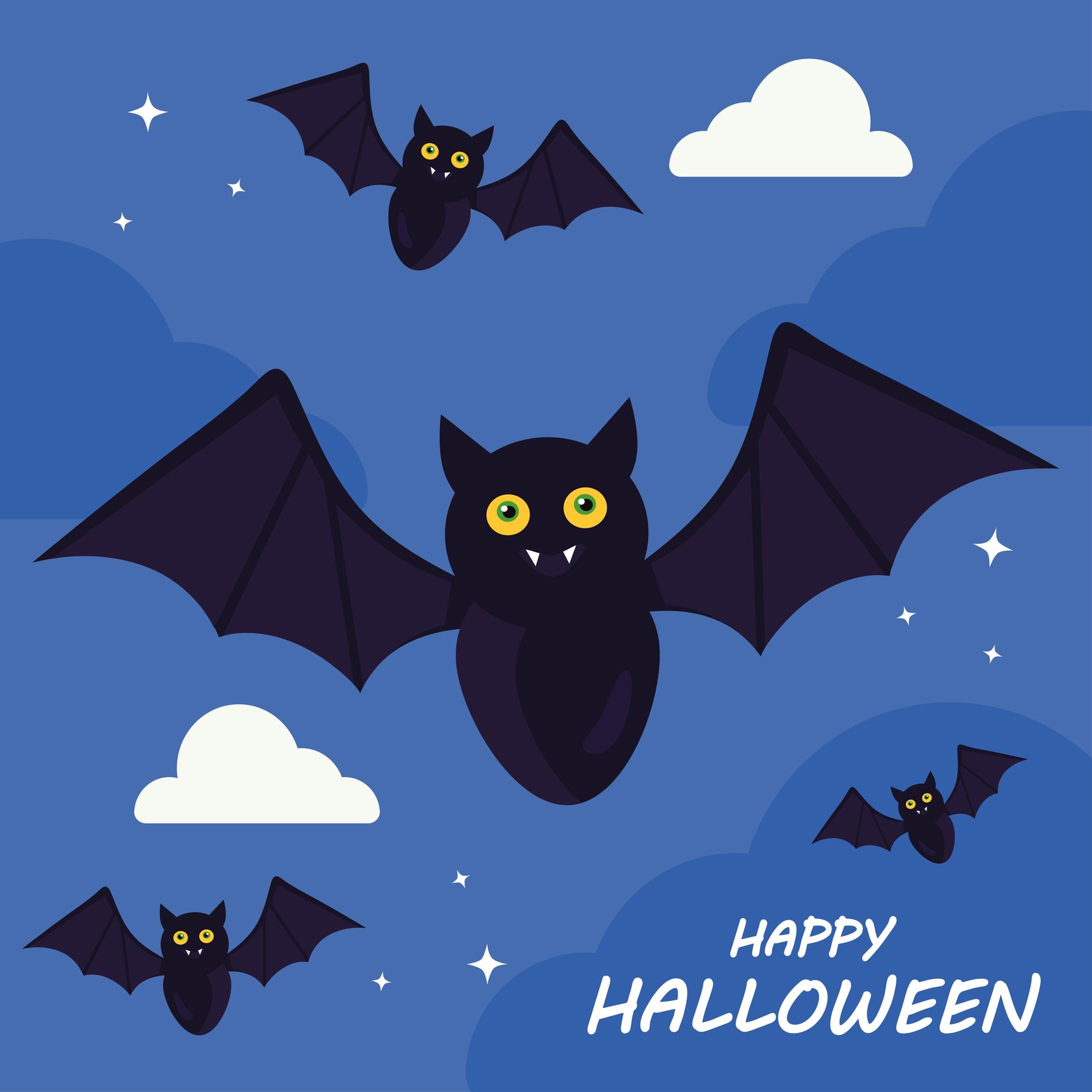 happy halloween with bats cartoons vector design 1904648 Vector Art at