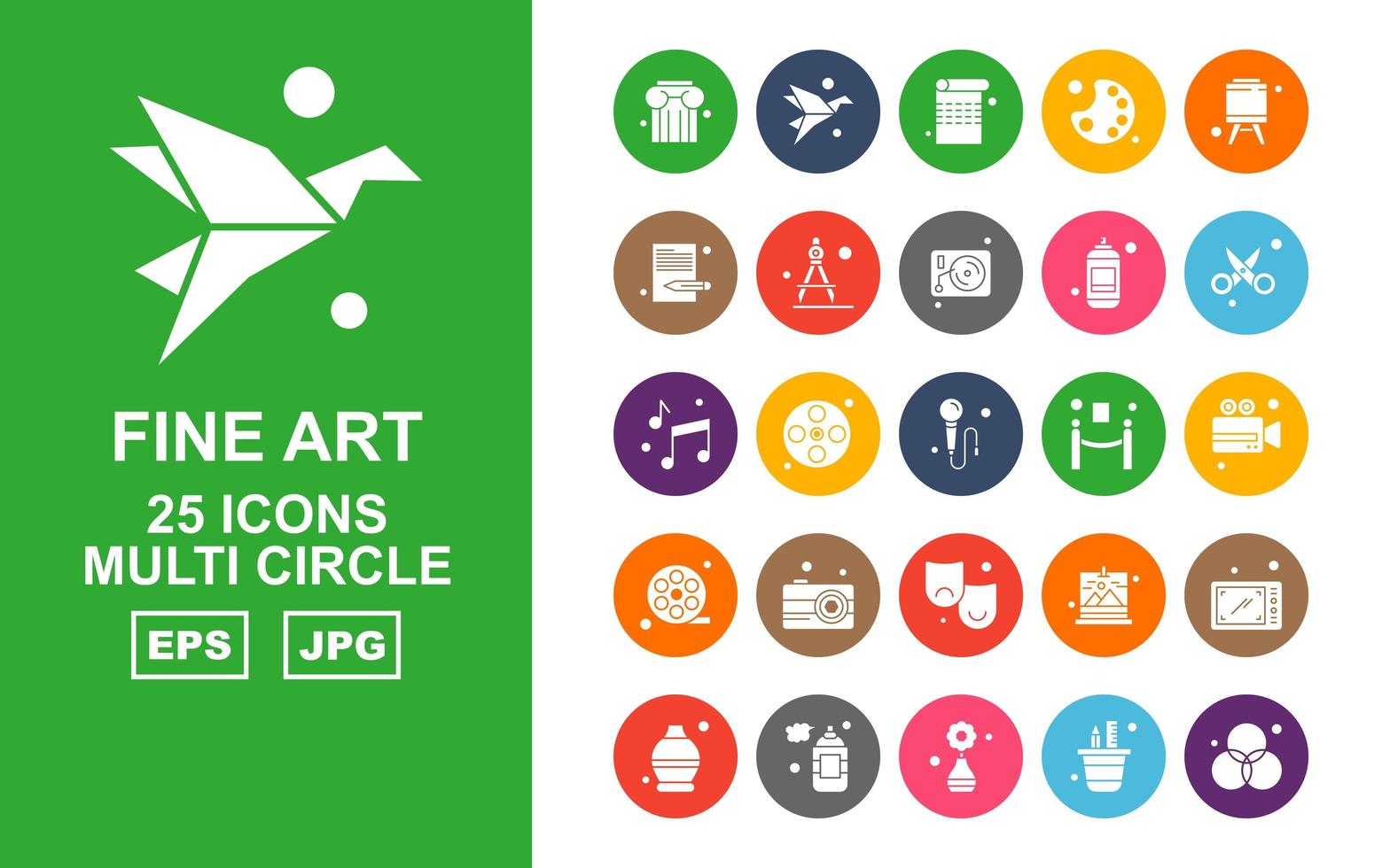 25 Premium Fine Arts Multi Circle Icon Pack vector