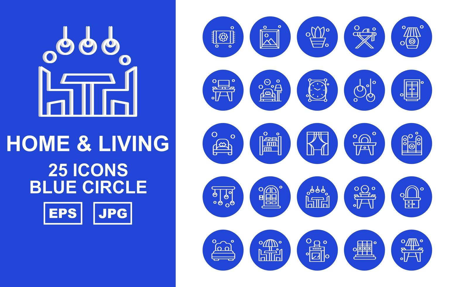 25 Premium Home And Living Blue Circle Icon Pack vector