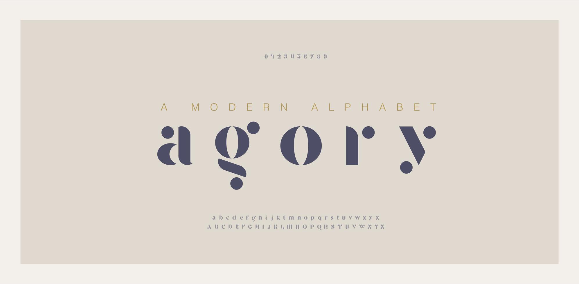 Elegant awesome alphabet letters font and number set vector