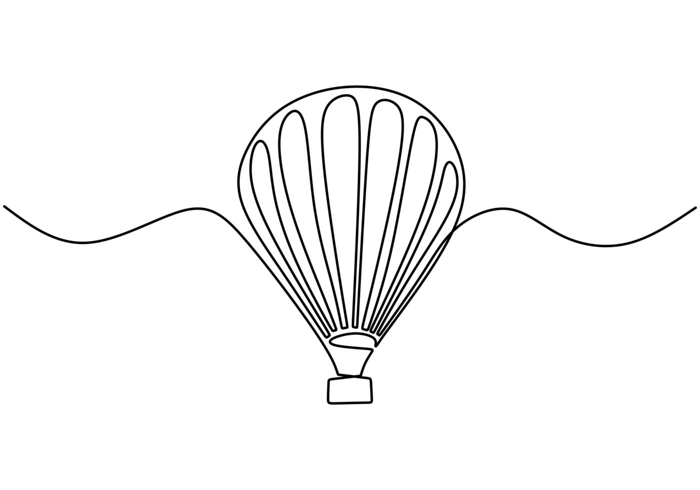 icono de dibujo de línea continua globo de aire caliente. felices fiestas con globo de aire. vector