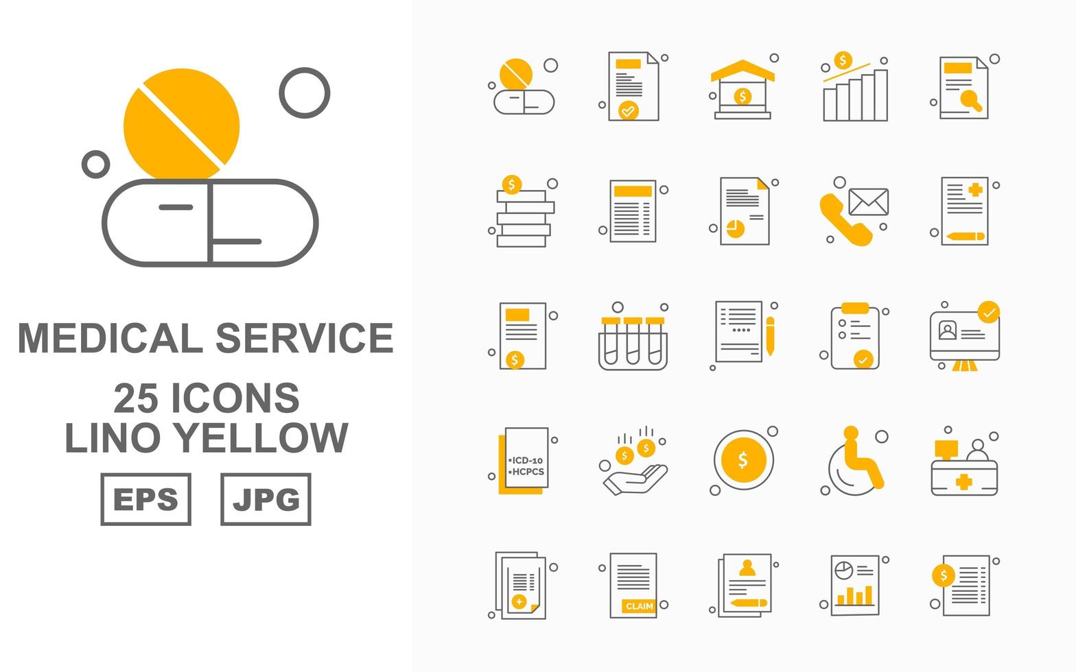 25 Premium Medical Service Lino Yellow Icon Pack vector