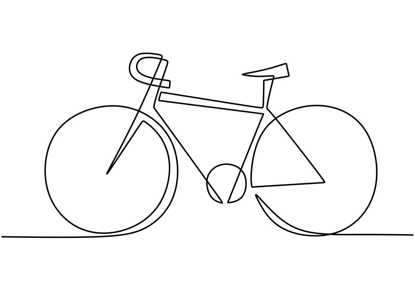 One Line Drawing or Continuous Line Art of classic bicycle vector illustration.