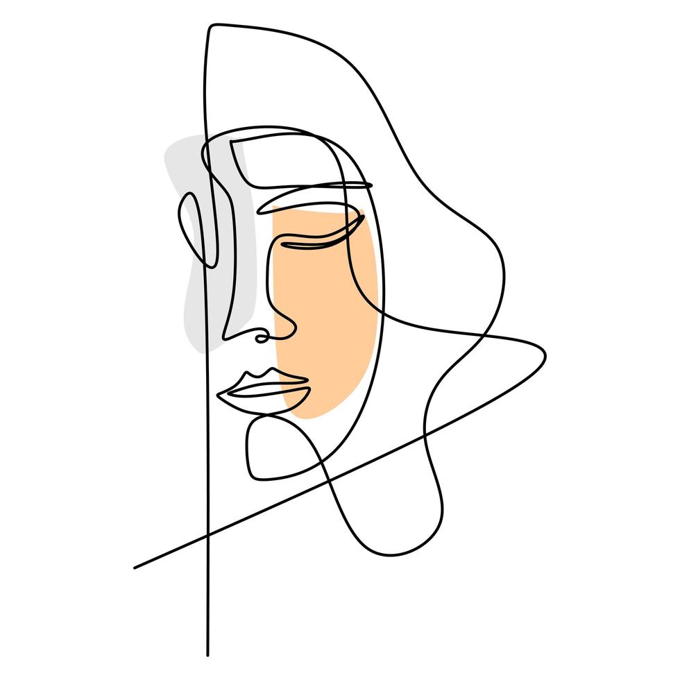 Abstract poster woman face. One line drawing style. Female beauty fashion minimalist concept. vector