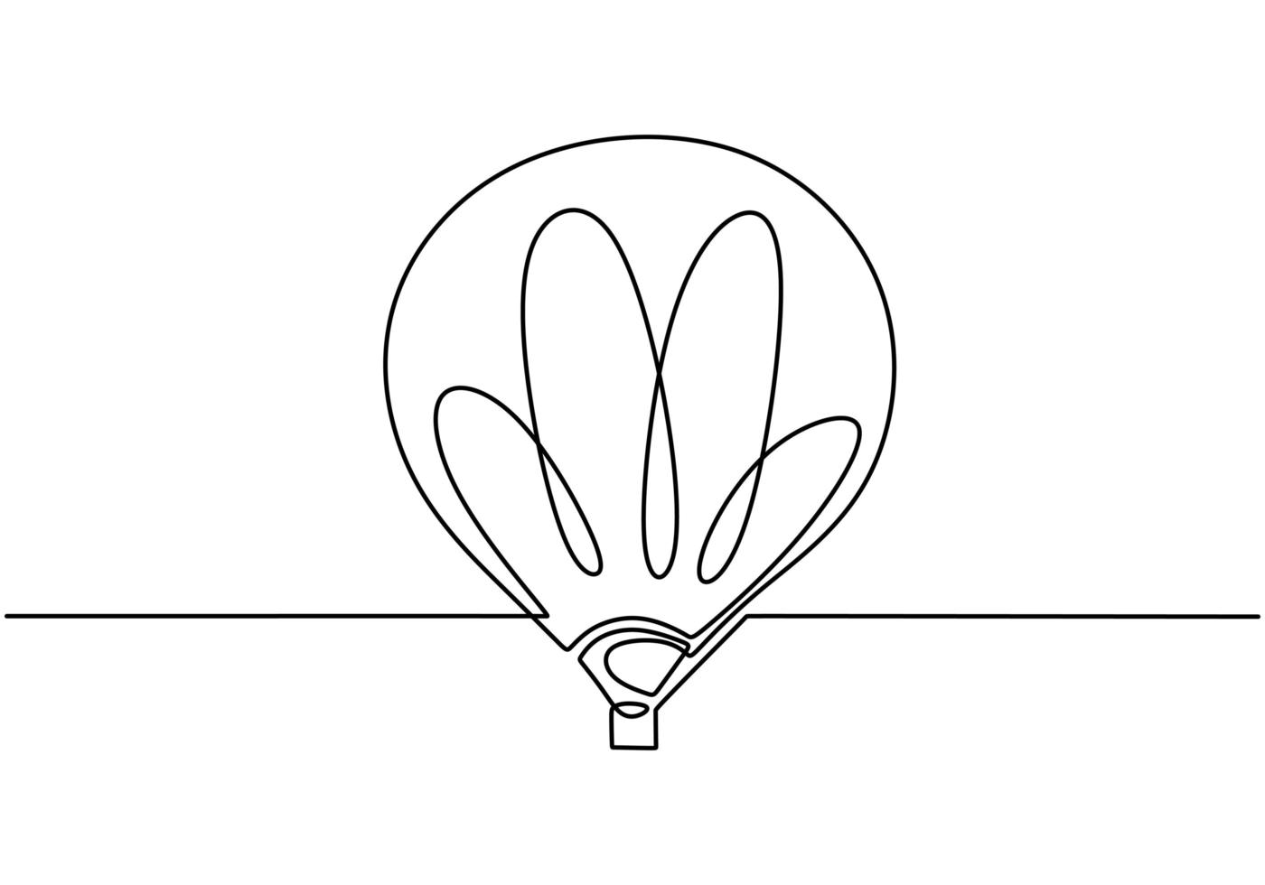 icono de dibujo de línea continua globo de aire caliente. felices fiestas con globo de aire. vector