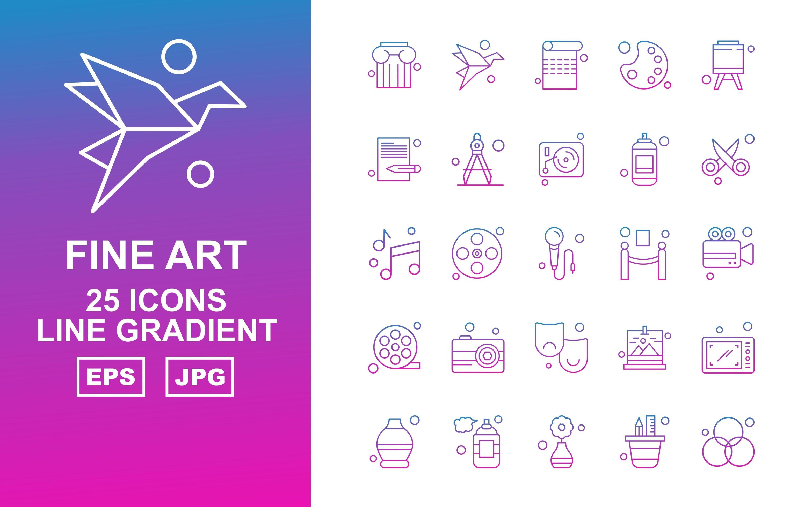 25 Premium Fine Arts Line Gradient Icon Pack 1904714 Vector Art at Vecteezy