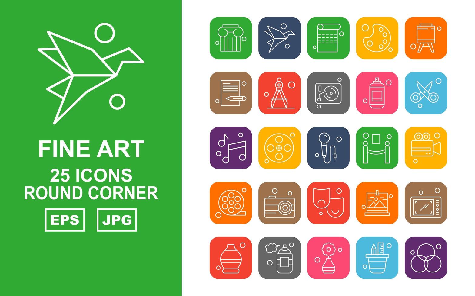25 Premium Fine Arts Round Corner Icon Pack vector