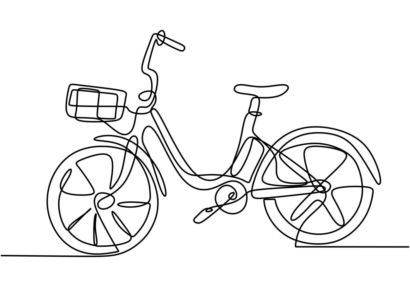 One Line Drawing or Continuous Line Art of bicycle vector illustration.