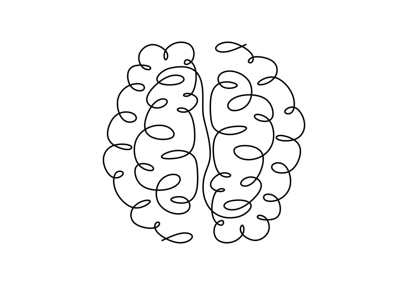 One line brain design silhouette. Brain implants. Neural implants. vector