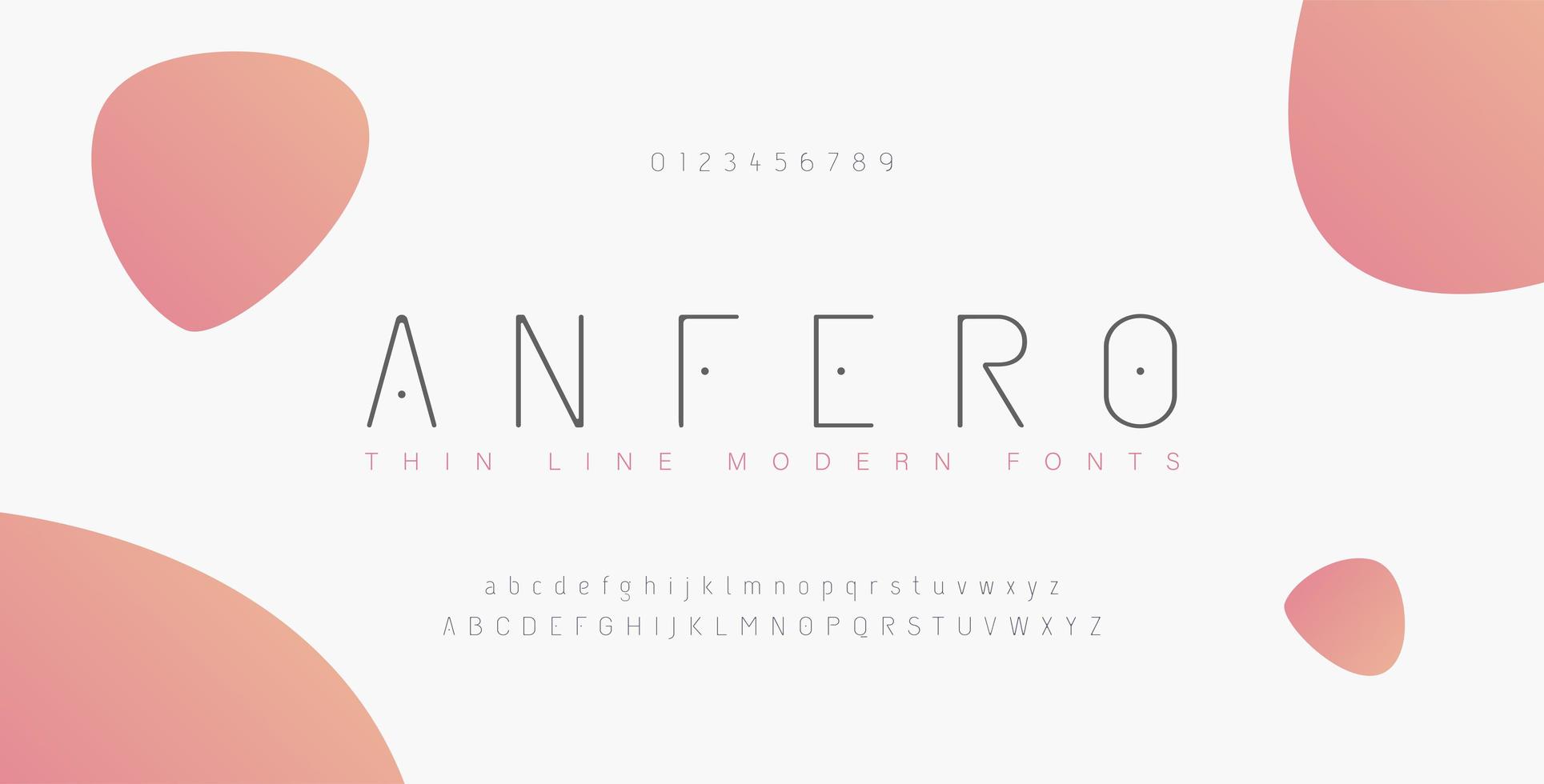 Abstract thin line font alphabet set vector