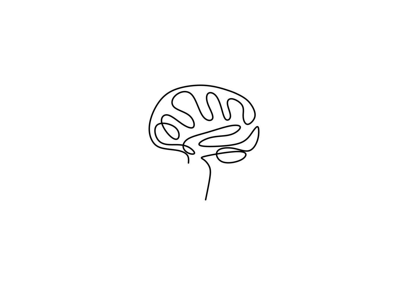 One line brain design silhouette. Brain implants. Neural implants. vector