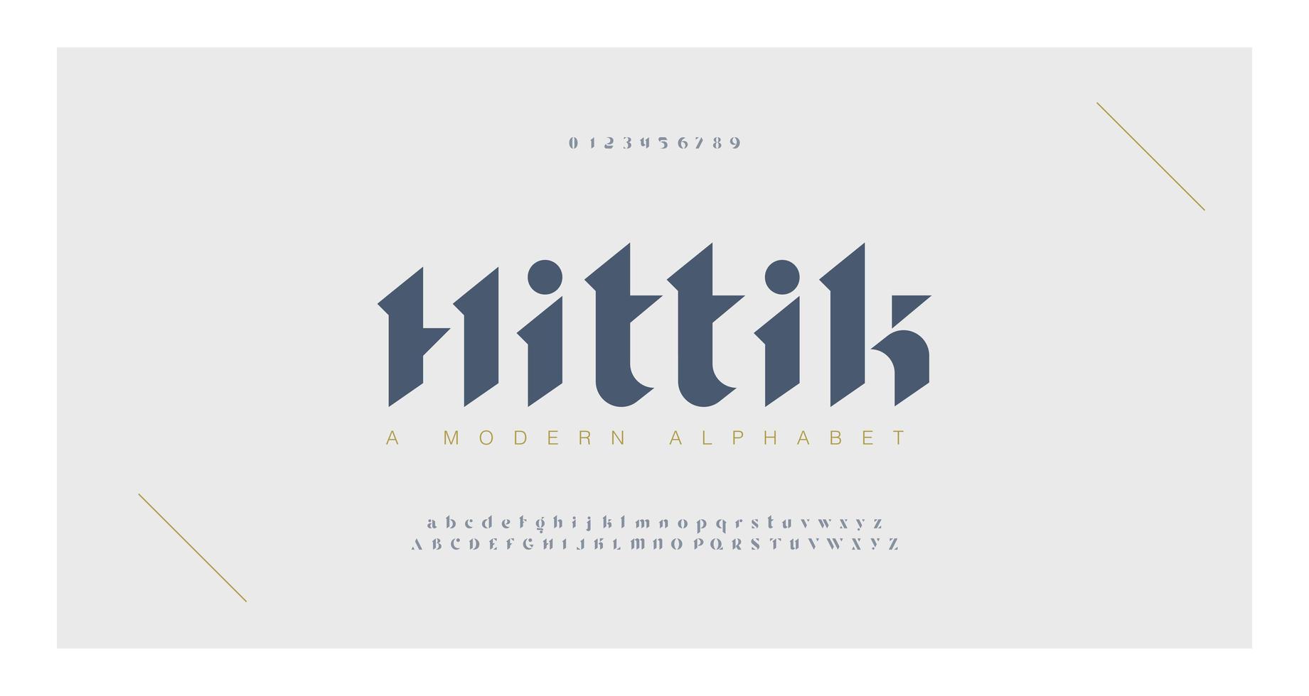 Elegant awesome alphabet letters font and number set vector