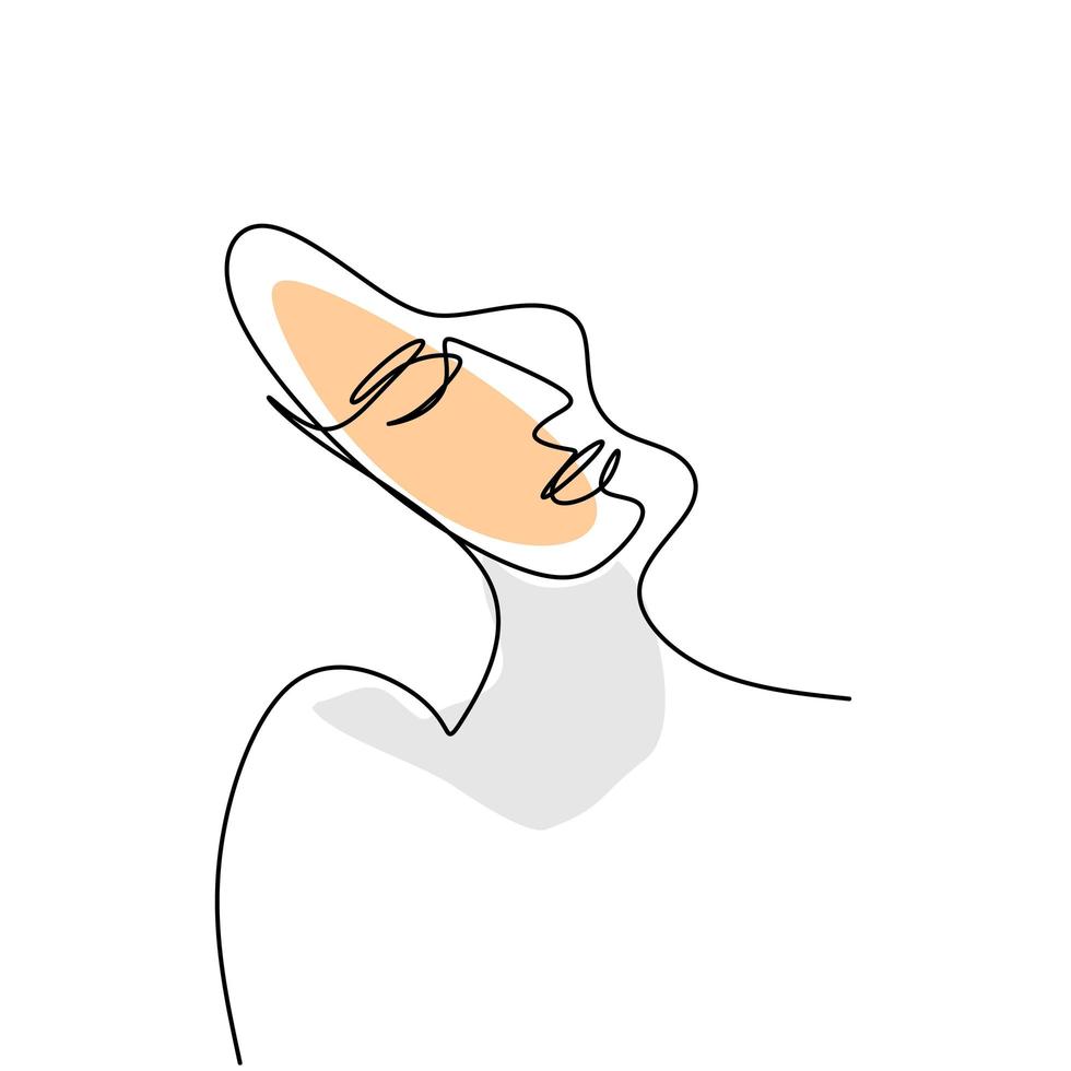 Abstract poster woman face. One line drawing style. Female beauty fashion minimalist concept. vector