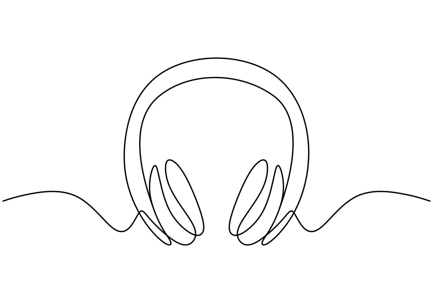 One line drawing of headphone speaker device gadget continuous line art design isolated on white background. vector