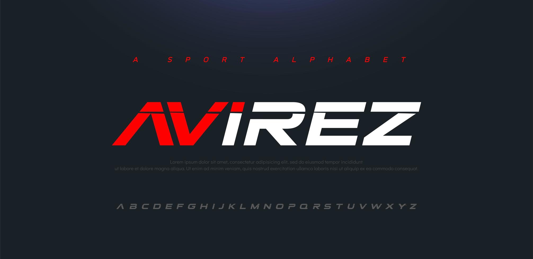 Sport Modern Future Italic Alphabet Font vector