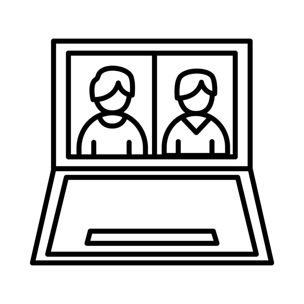 coworkers men in laptop line style icon vector design