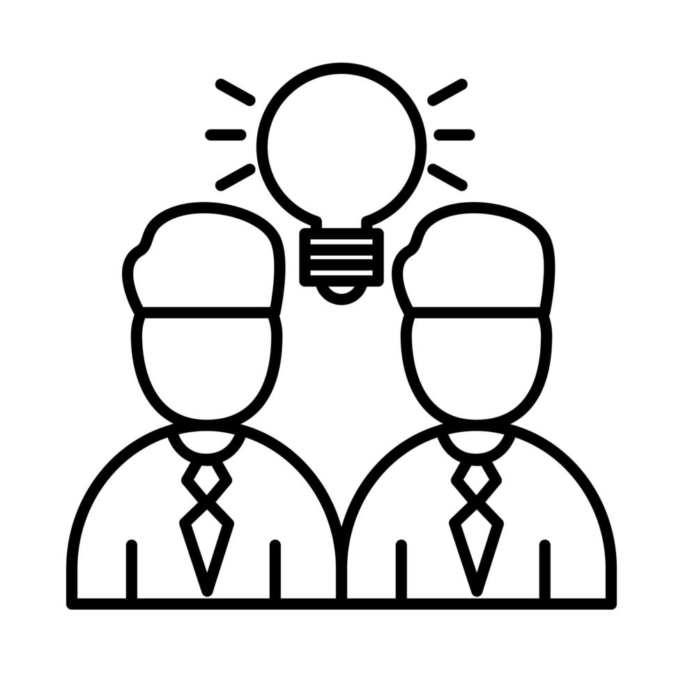 coworkers men with light bulb line style icon vector design