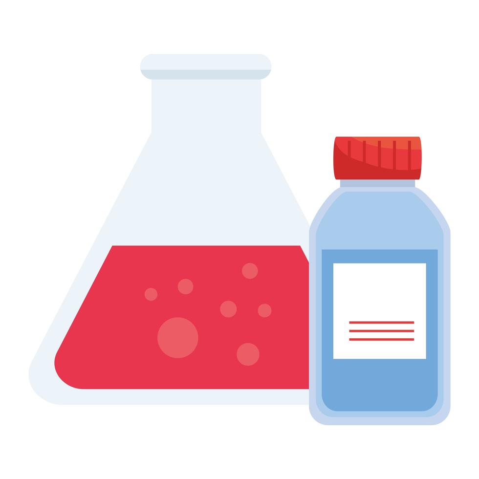 laboratory bottle with label and flask vector design